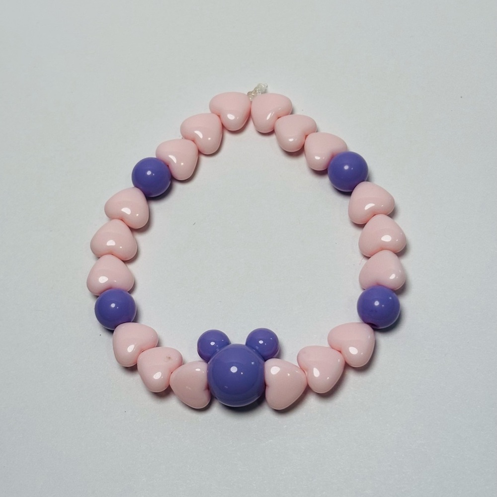 Disney Pink and Purple Heart Bead Bracelet